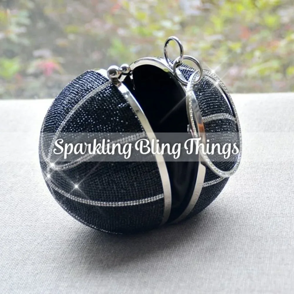 NWT BLING SWAROVSKI CRYSTAL RHINESTONE BASKETBALL CLUTCH HANDBAG PURSE +… - Picture 4 of 11